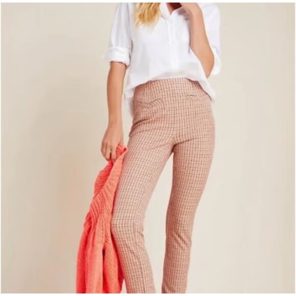 Anthropologie The Essential Slim Plaid Check High Rise Ankle Pants Size 4 - Picture 2 of 8